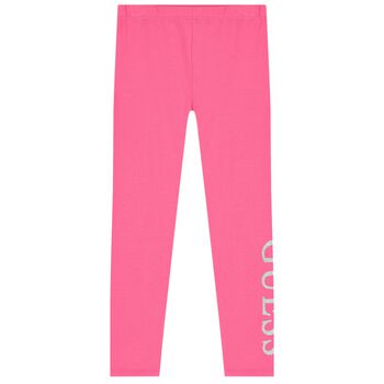 Girls Pink Logo Leggings