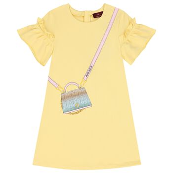 Girls Yellow Bag Ruffle Dress