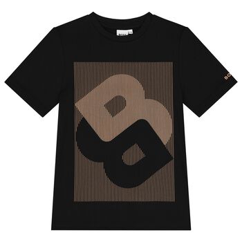 Boys Black & Beige Logo T-Shirt