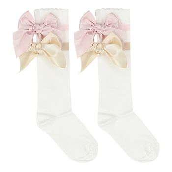 Girls White Bow Socks