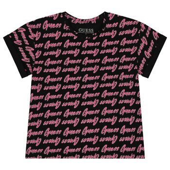 Girls Black & Pink Logo T-Shirt