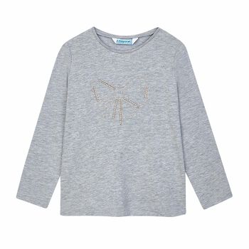 Girls Grey Bow Top