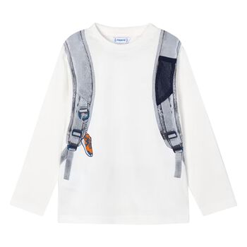 Boys Ivory Backpack Long Sleeve Top