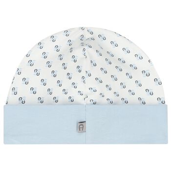 قبعة أولاد بالشعار باللون الأبيض والأزرق