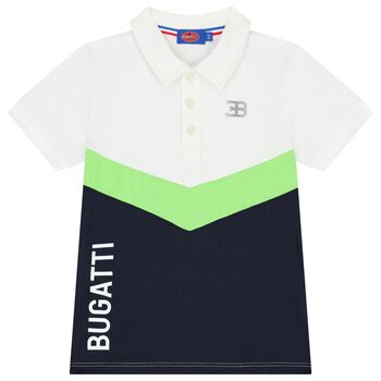 Boys White & Navy Blue Logo Polo Shirt