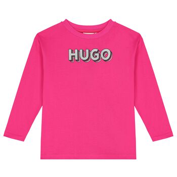 Girls Pink Logo Long Sleeve Top