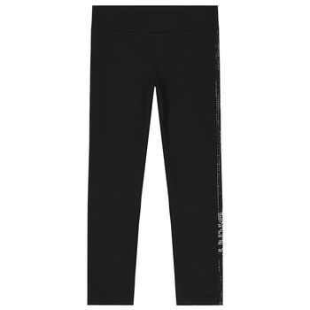 Girls Black Logo Leggings